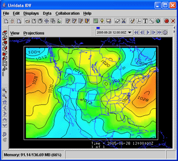 Mean sea level pressure as a color-shaded image, and contour lines