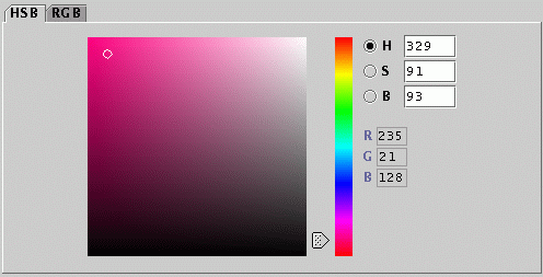 The Color Chooser, HSB panel