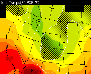 Map with
 Contours of Forecast Temperatures