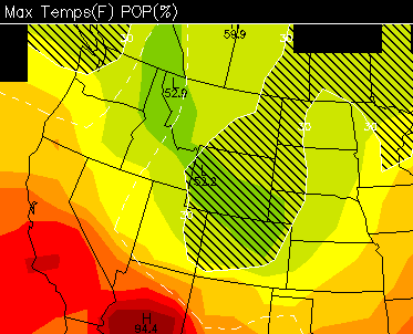 Map with
 Contours of Forecast Temperatures