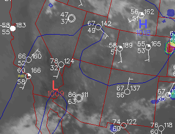 Map 
 with Station Reports and Satellite Image