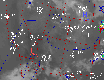 Map
with Station Reports and Satellite Image