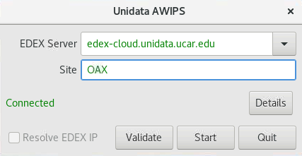 CAVE Connection to Unidata's EDEX