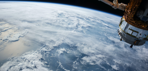 Satellite in space over the earth.